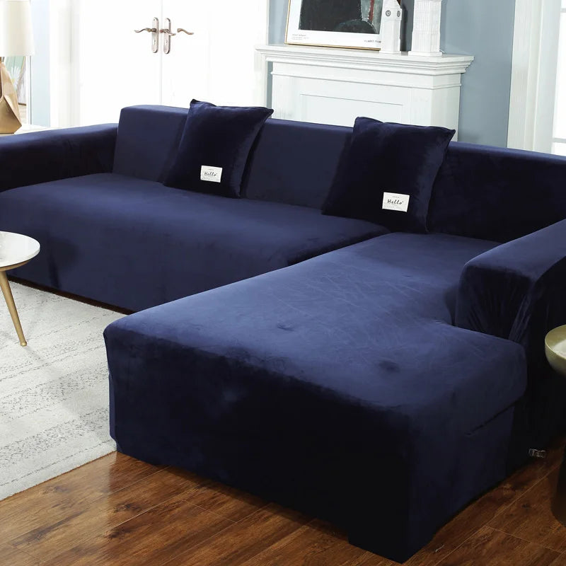 Plush Sofa Cover Velvet Elastic Leather Corner Sectional For Living Room Couch Covers Set Armchair Cover L Shape Seat Slipcovers eprolo