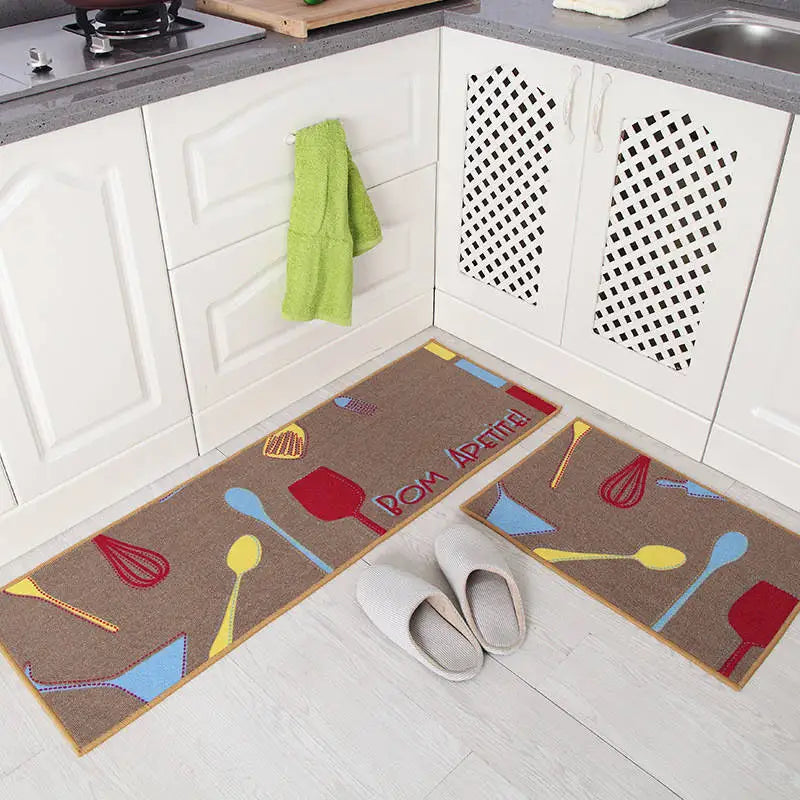 Kitchen Mat Set Wear-resistant Non-slip Kitchen Floor Mat Bathroom Absorbent Door Mat Oil-absorbing Anti-fouling Long Mat eprolo