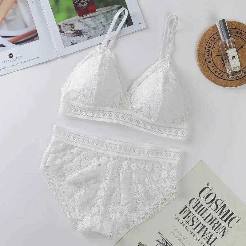 Women's Lace Bra Sets Seamless Underwear Backless Vest Sexy Padded Bralette Lingerie Ultrathin Bra & Brief Sets Female Intimates