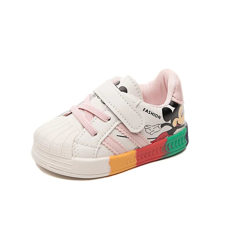 Disney autumn new baby shoes boys sneaker white shoes children girls rainbow bottom baby soft bottom casual shoes eprolo