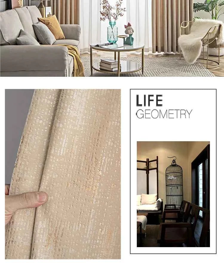 The New Simple Curtains for Living Dining Room Bedroom and Modern Beige Bronzing Flannel Thickened Shading Velvet Light Luxury