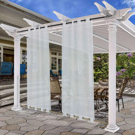 Outdoor Sheer Curtains, Waterproof Wind-Break Canopy Drapes Blinds for Privacy, Porch, Gazebo, Deck and Pergola