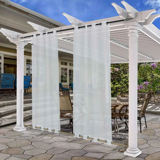 Outdoor Waterproof Sheer Curtains - Wind-Break Drapes for Porch, Gazebo, Deck & Pergola - Shello's Creative Boutique