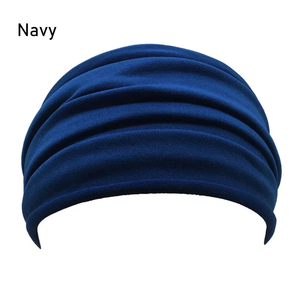 13 Colors Nonslip Elastic Folds Yoga Hairband Fashion Wide Sports Headband Running Accessories Summer Stretch Hair Band - Shello's Creative Boutique