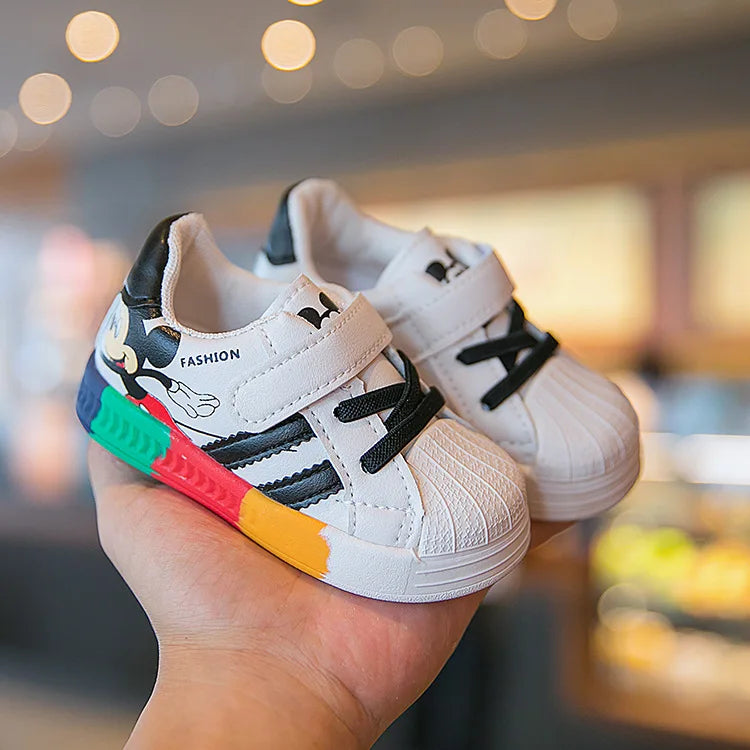 Disney autumn new baby shoes boys sneaker white shoes children girls rainbow bottom baby soft bottom casual shoes eprolo