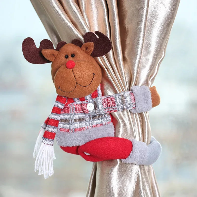 Santa Claus Elk Windows Christmas Curtain Decor - Shello's Creative Boutique