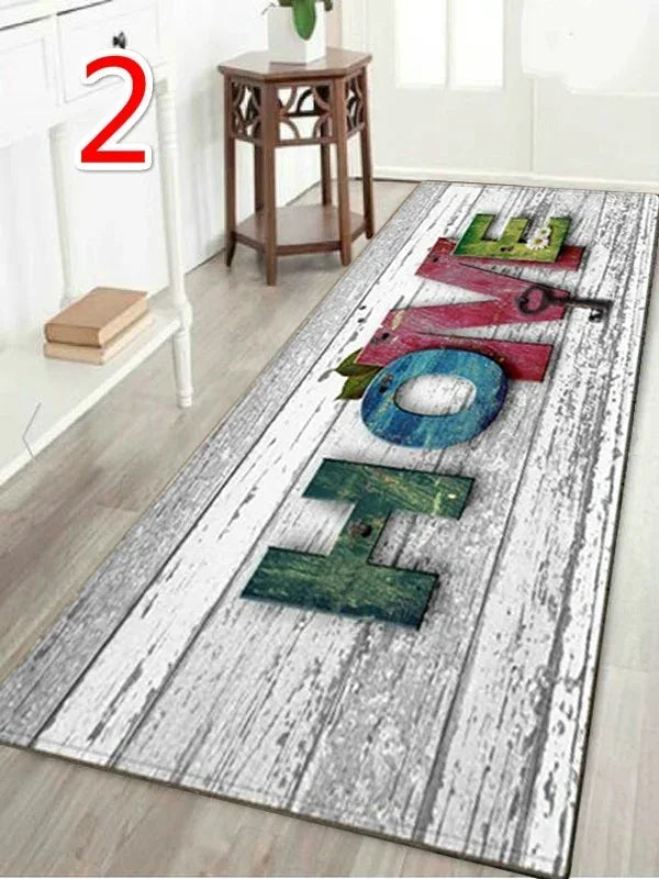 WUJIE Fashion "Home" Printed Wood Pattern Floor Rug – Rustic Charm Meets Modern Comfort - Shello's Creative Boutique