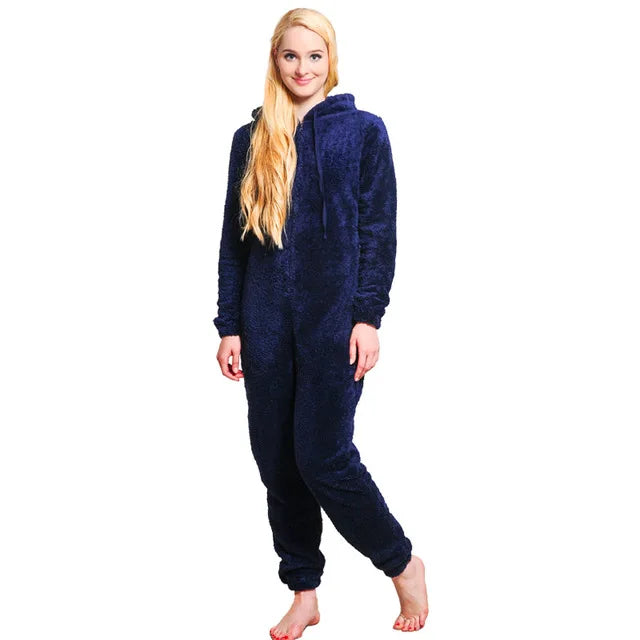 Winter Warm Pyjamas Women Onesies Fluffy Fleece Jumpsuits Sleepwear Overall Large Size Hood Sets Pajamas Onesie For Women eprolo