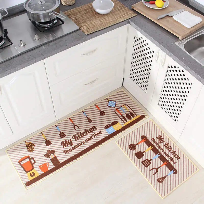 Kitchen Mat Set Wear-resistant Non-slip Kitchen Floor Mat Bathroom Absorbent Door Mat Oil-absorbing Anti-fouling Long Mat eprolo