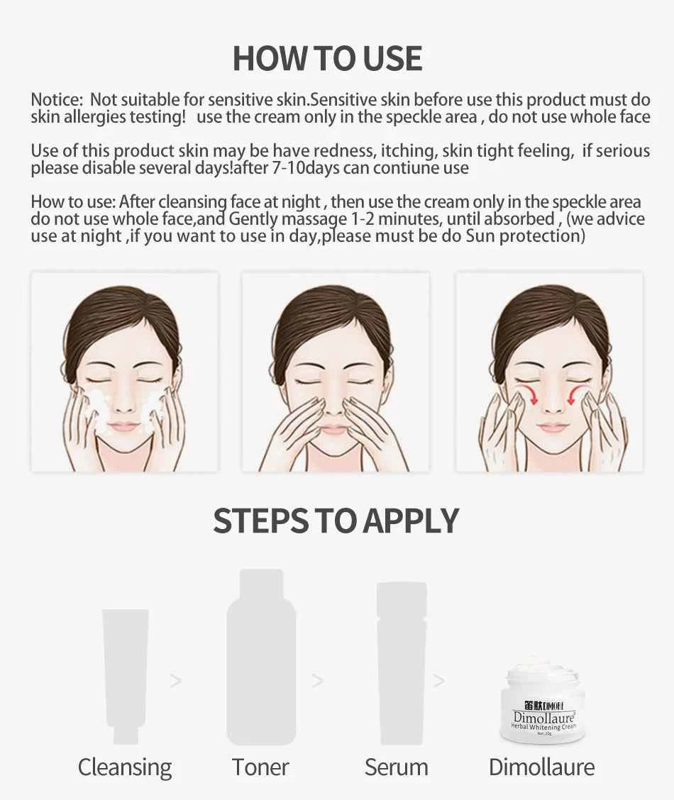 Dimollaure Whitening Freckle Cream Moisturize Firming Anti-Wrinkle Remove Dark Spots Melasma Melanin Bright Face Korea Skin Care