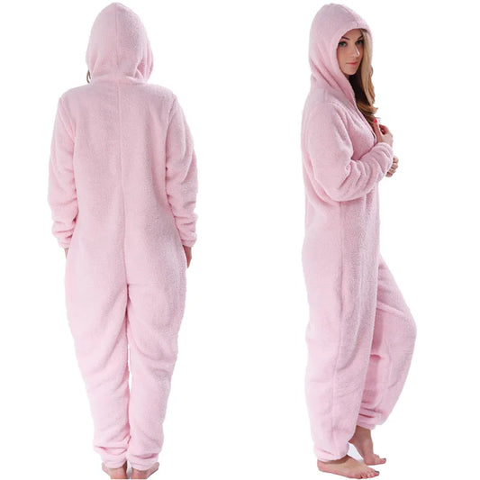 Winter Warm Pyjamas Women Onesies Fluffy Fleece Jumpsuits Sleepwear Overall Large Size Hood Sets Pajamas Onesie For Women eprolo