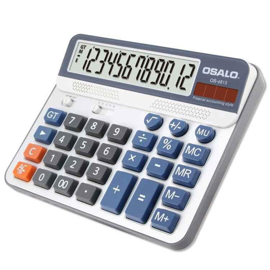 OSALO OS-6815 12 Digits Desktop Calculator Solar Energy Dual Power Calculator - Shello's Creative Boutique