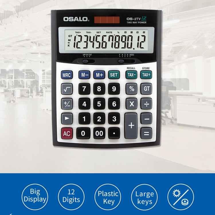 OSALO OS-2TV 12 Digits Desktop Tax Rate Calculator Solar Energy Dual Power Calculator - Shello's Creative Boutique