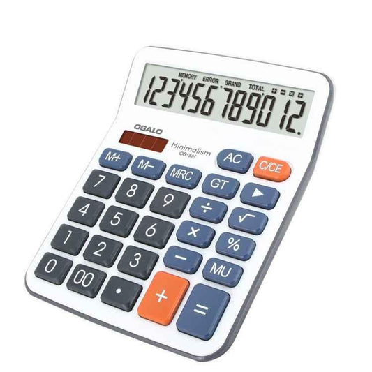 OSALO OS-5M 12 Digits Desktop Calculator Solar Energy Dual Power Calculator - Shello's Creative Boutique