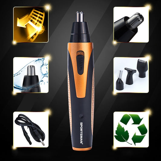 SPORTSMAN Four-in-one Electric Rechargeable Ear Nose Trimmer Beard Face Shaver Eyebrows Hair Trimmer For Men, EU Plug(gold), EU Plug(Gold) - Shello's Creative Boutique