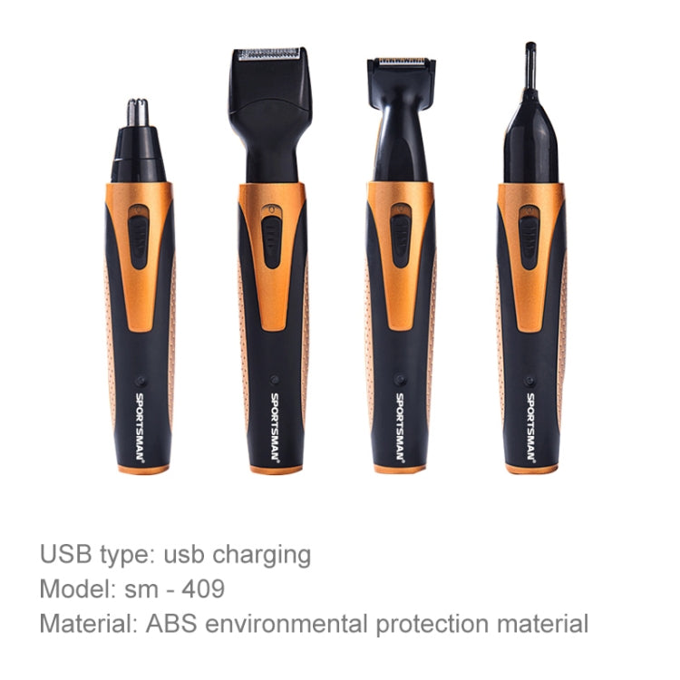 SPORTSMAN Four-in-one USB Rechargeable Ear Nose Trimmer Beard Face Shaver Eyebrows Hair Trimmer For Men(gold USB type), Gold USB Type - Shello's Creative Boutique