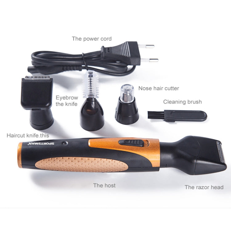SPORTSMAN Four-in-one Electric Rechargeable Ear Nose Trimmer Beard Face Shaver Eyebrows Hair Trimmer For Men, US Plug(gold 110v), US Plug(Gold) - Shello's Creative Boutique