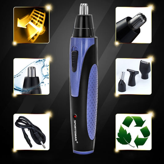 SPORTSMAN Four-in-one Electric Rechargeable Ear Nose Trimmer Beard Face Shaver Eyebrows Hair Trimmer for Men, US Plug(blue 110v), US Plug(Blue) - Shello's Creative Boutique
