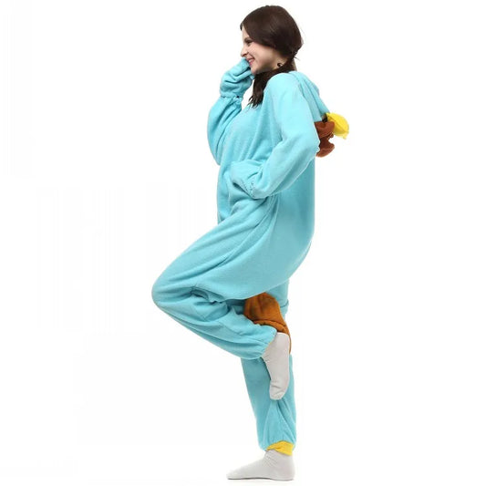 Unisex Perry the Platypus Costumes Onesies Monster Cosplay Pajamas Adult Pyjamas Animal Sleepwear Jumpsuit eprolo