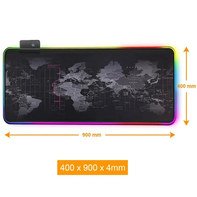Gaming Mouse Pad Computer Large Pad Gamer RGB World Map Big Mouse Carpet PC Desk RGB Mat - Shello's Creative Boutique