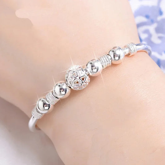 3 Style New 925 sterling silver Lucky Charm Bracelet Cuff Bracelets For Women Bangles Fashion Jewelry Pulseira - Shello's Creative Boutique