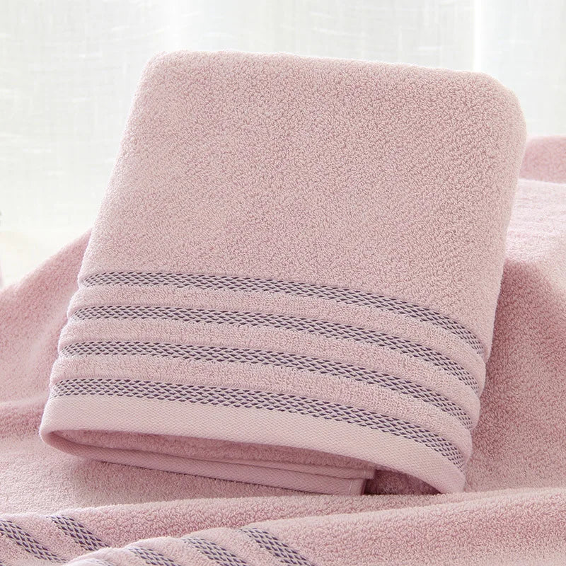 New Stripe Cotton Towel Bath Towel of Three Sets Solid Color Thicken Bathroom Towels Set Shello Creative Boutique