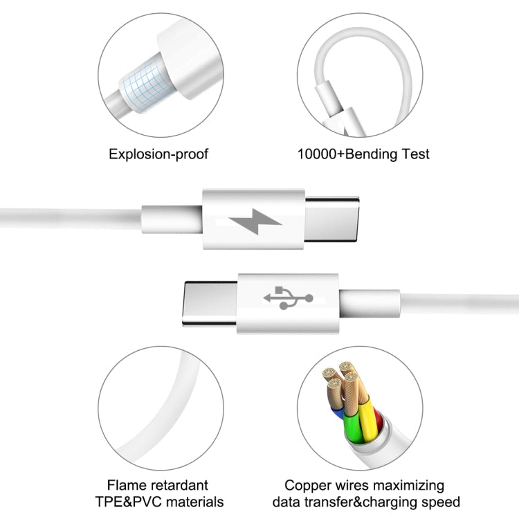 HAWEEL 25W 3A Type-C / USB-C to Type-C / USB-C PD Fast Charging Data Cable, Length: 2m, Type-C to Type-C 2m SUNSKY
