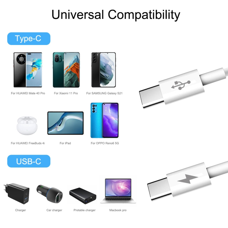 HAWEEL 25W 3A Type-C / USB-C to Type-C / USB-C PD Fast Charging Data Cable, Length: 2m, Type-C to Type-C 2m SUNSKY