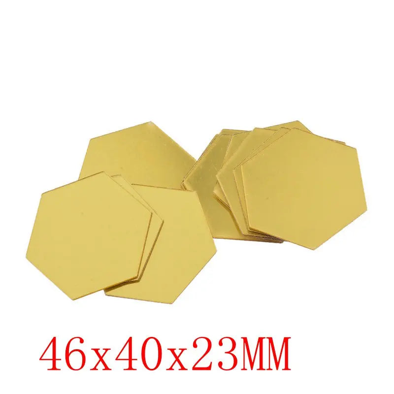 12/6Pcs 3D Hexagon Acrylic Mirror Wall Stickers DIY Mirrored Decorative Stickers eprolo