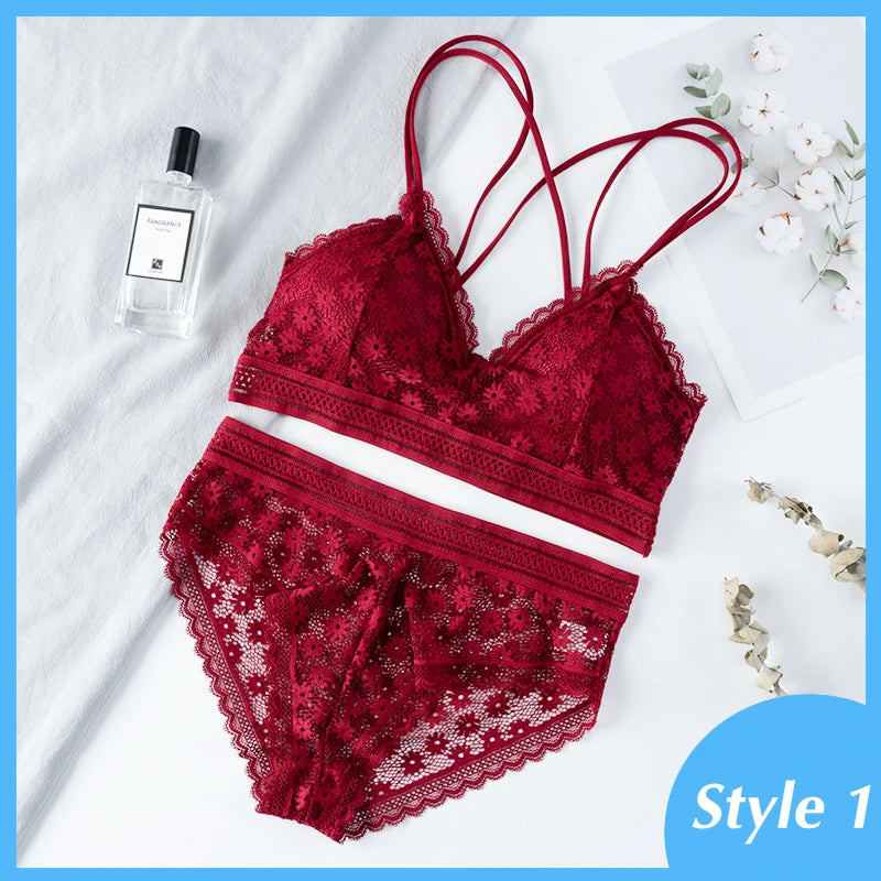 MIMICOO Floral Lace Bra & Brief Set – Seamless Romance