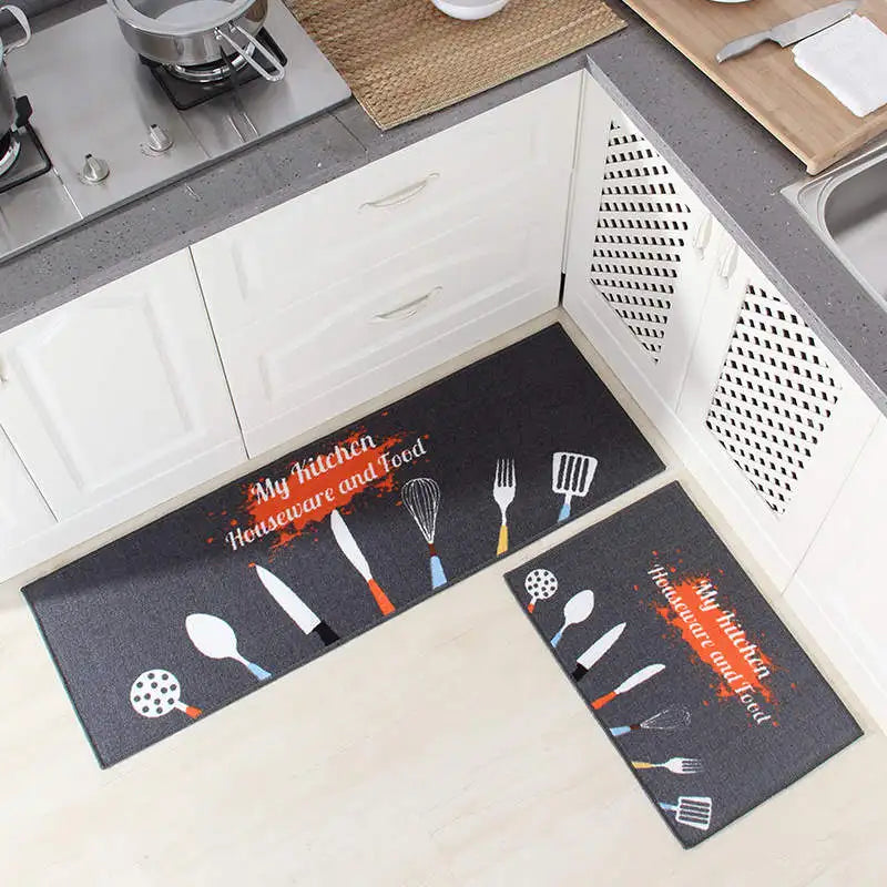 Kitchen Mat Set Wear-resistant Non-slip Kitchen Floor Mat Bathroom Absorbent Door Mat Oil-absorbing Anti-fouling Long Mat eprolo