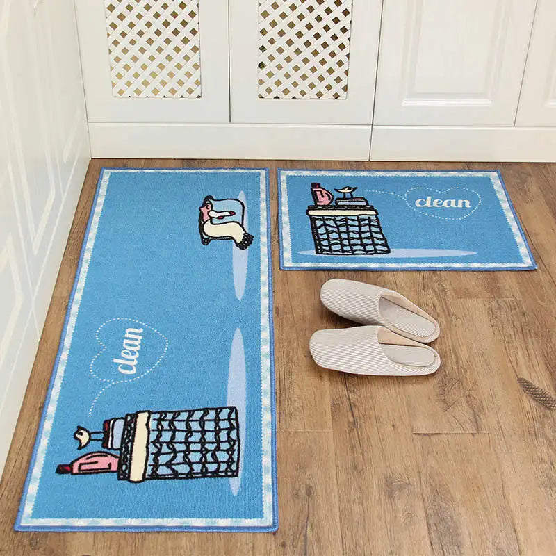 Kitchen Mat Set Wear-resistant Non-slip Kitchen Floor Mat Bathroom Absorbent Door Mat Oil-absorbing Anti-fouling Long Mat eprolo