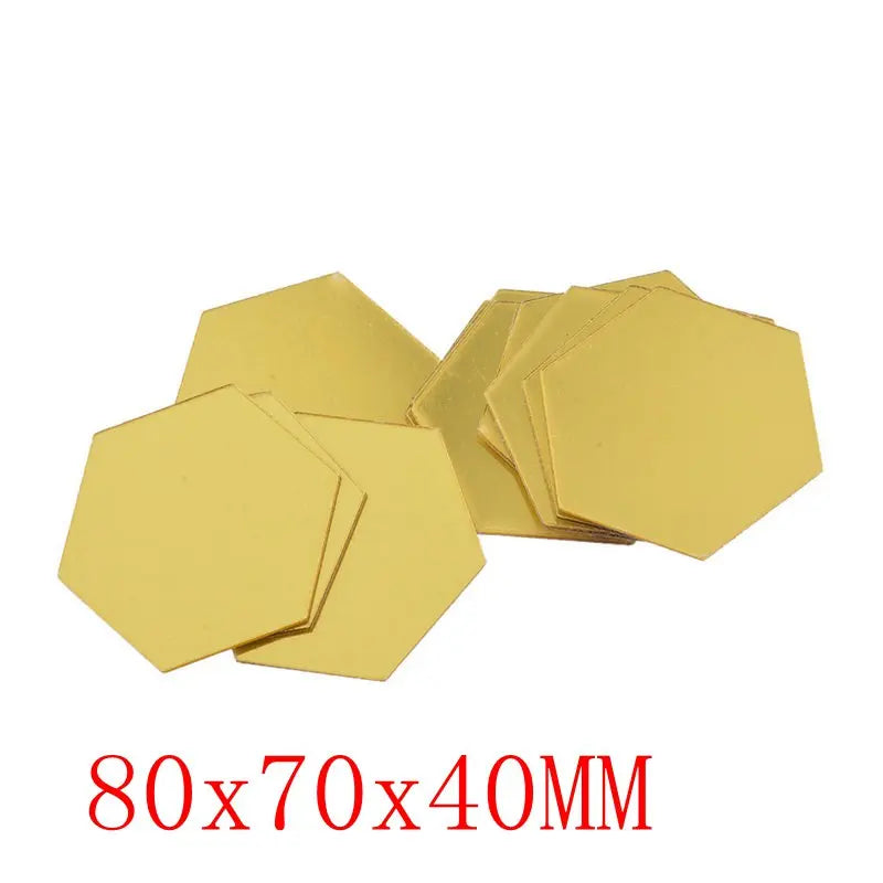 12/6Pcs 3D Hexagon Acrylic Mirror Wall Stickers DIY Mirrored Decorative Stickers eprolo