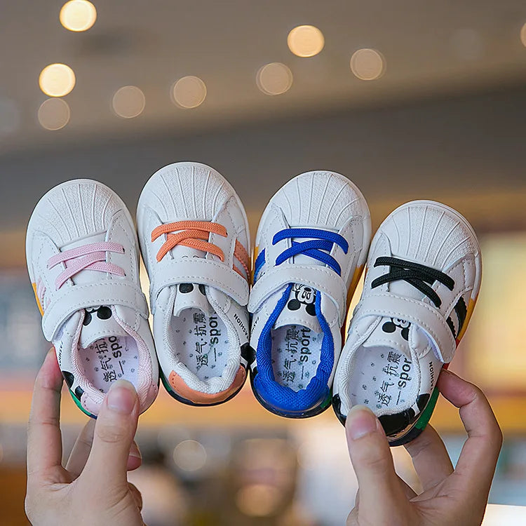 Disney autumn new baby shoes boys sneaker white shoes children girls rainbow bottom baby soft bottom casual shoes eprolo