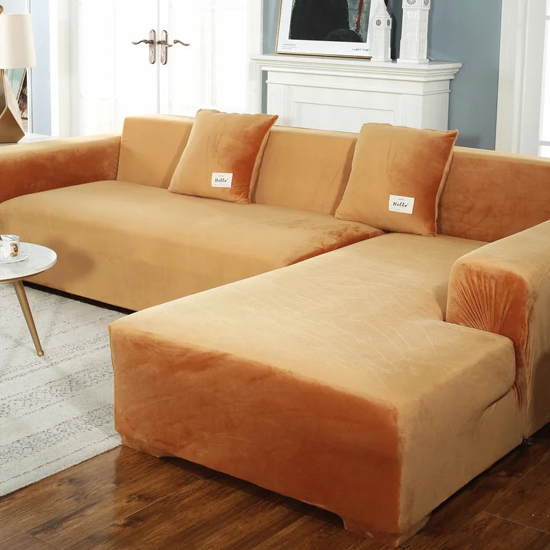 Plush Sofa Cover Velvet Elastic Leather Corner Sectional For Living Room Couch Covers Set Armchair Cover L Shape Seat Slipcovers eprolo