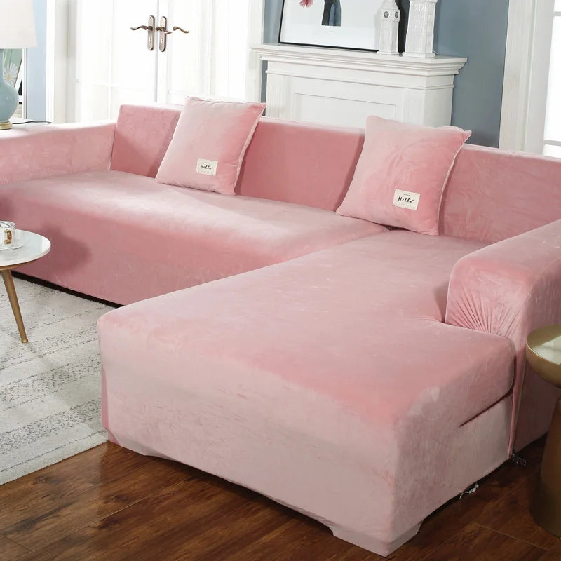 Plush Sofa Cover Velvet Elastic Leather Corner Sectional For Living Room Couch Covers Set Armchair Cover L Shape Seat Slipcovers eprolo