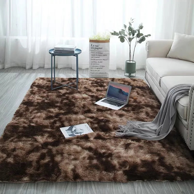 Grey Carpet Tie Dyeing Plush Soft Carpets For Living Room Bedroom Anti-slip Floor Mats Bedroom Water Absorption Carpet Rugs eprolo