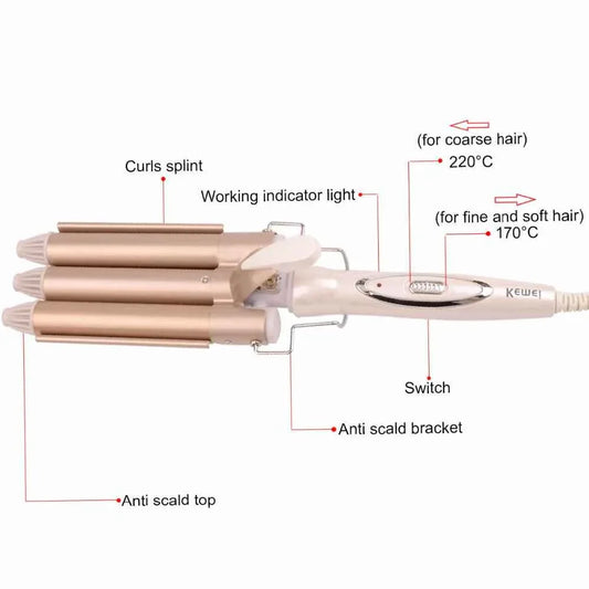 High Quality Professional 110-220V Hair Curling Iron Ceramic Triple Barrel Hair Curler Hair Waver Styling Tools Hair - Shello's Creative Boutique