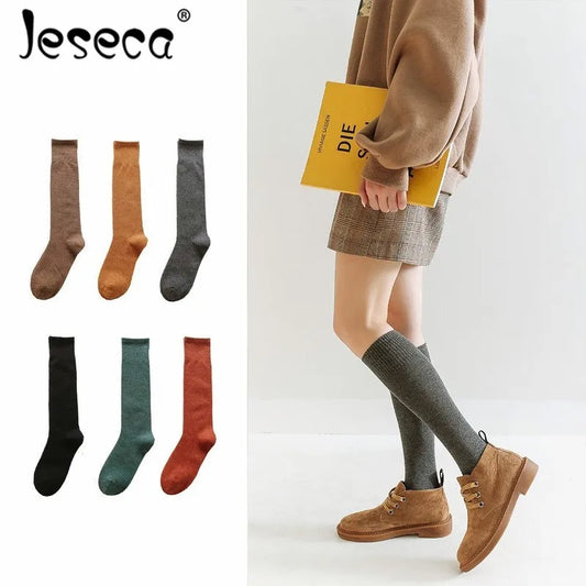 Jeseca New Women Cotton Tube Socks Compression Calf Knee High Summer Winter Socks Above Ankle Soft Warm Leg Christmas Socks eprolo