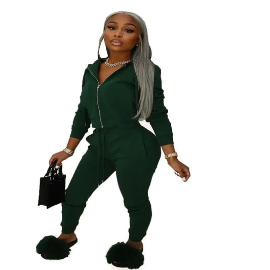 Plus Size Sweatsuit - Solid Long Sleeve Jacket & Pants L-4XL - Shello's Creative Boutique