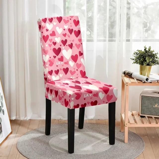 LANMOLIFE Valentine's Day Chair Covers Couples Dinner Kitchen Chair Covers Removable and Cleaned Holiday Chair Decorations eprolo