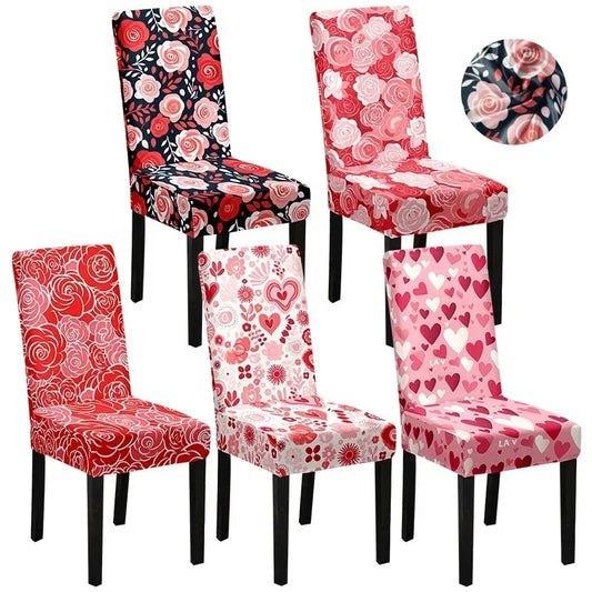 LANMOLIFE Valentine's Day Chair Covers Couples Dinner Kitchen Chair Covers Removable and Cleaned Holiday Chair Decorations eprolo