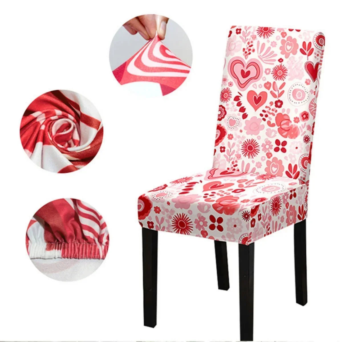 LANMOLIFE Valentine's Day Chair Covers Couples Dinner Kitchen Chair Covers Removable and Cleaned Holiday Chair Decorations eprolo