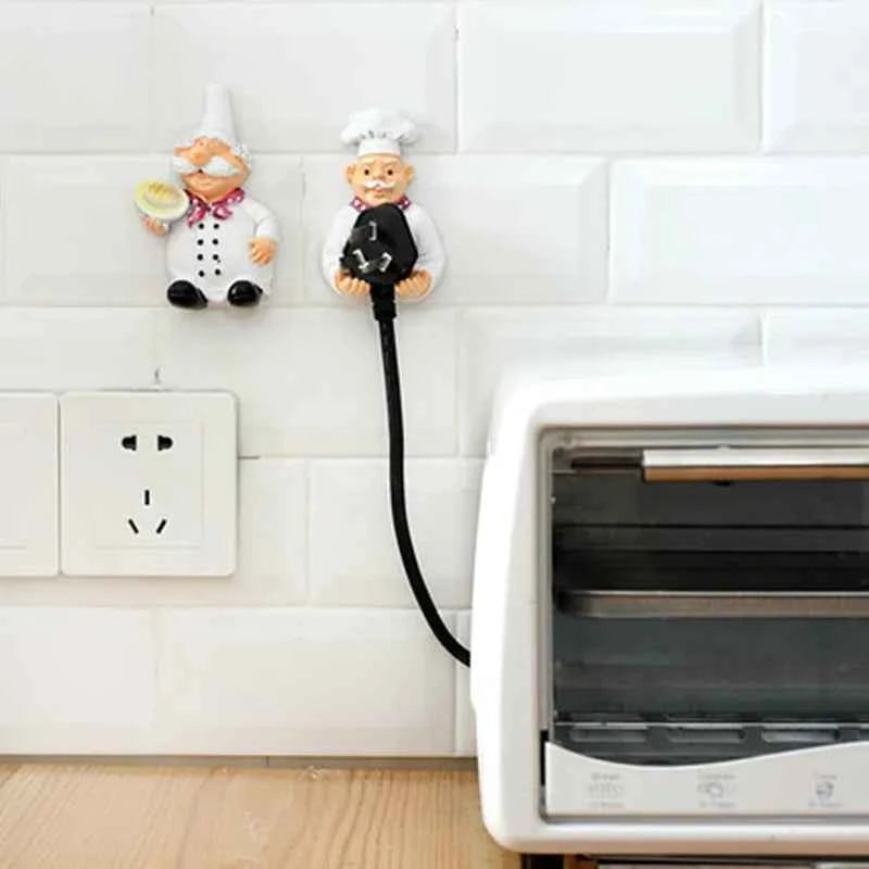 2pcs Cute Self Adhesive Wall Hook for Kitchen Hanger and Plug Holder