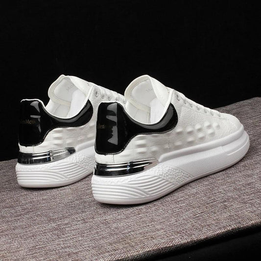 Luxury Men & Women White Sneakers – Breathable Heightening Sports Shoes - Shello's Creative Boutique