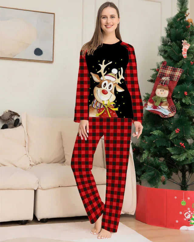 Cartoon Deer Plaid Christmas Pajamas – EPROLO Family Edition - Shello's Creative Boutique