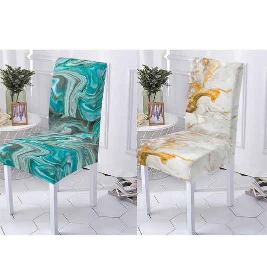 Marble Style Dining Room Chair Cover Kitchen Chair Covers For Kitchen Chairs Marbling Pattern Stretch Chairs Covers Stuhlbezug eprolo