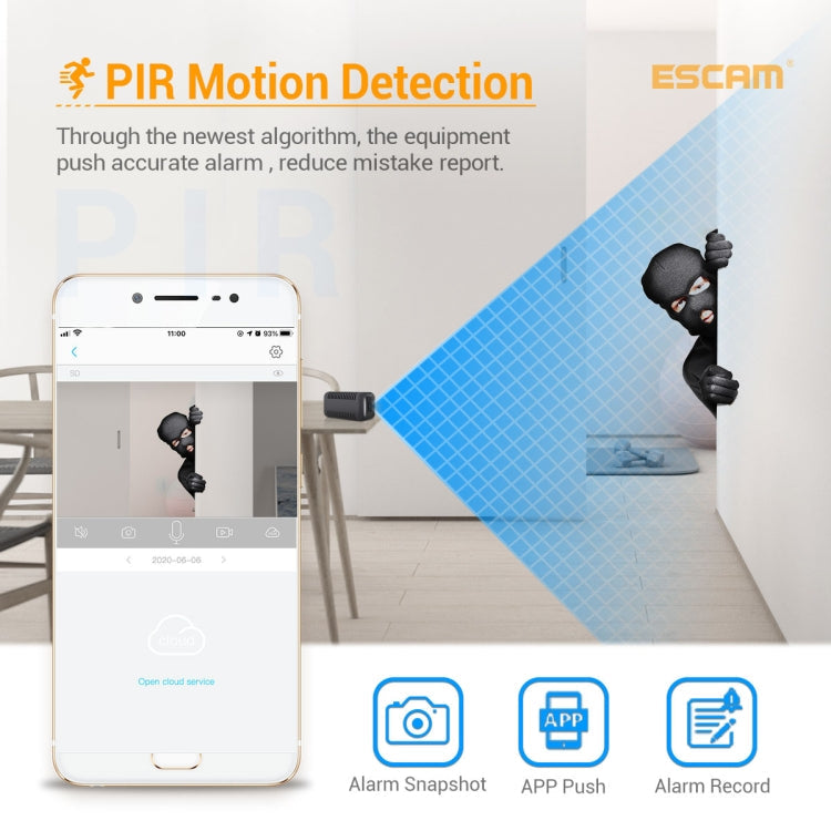 ESCAM G18 1080P Full HD Rechargeable Battery WiFi IP Camera, Support Night Vision / PIR Motion Detection / TF Card / Two Way Audio, G18 SUNSKY