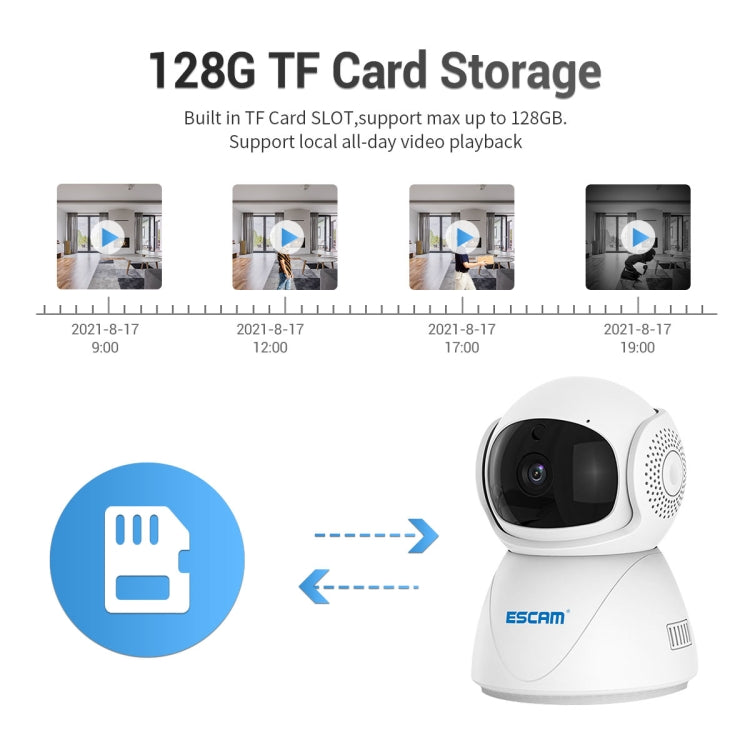 ESCAM PT201 HD 1080P Dual-band WiFi IP Camera, Support Night Vision / Motion Detection / Auto Tracking / TF Card / Two-way Audio, EU Plug, PT201 SUNSKY