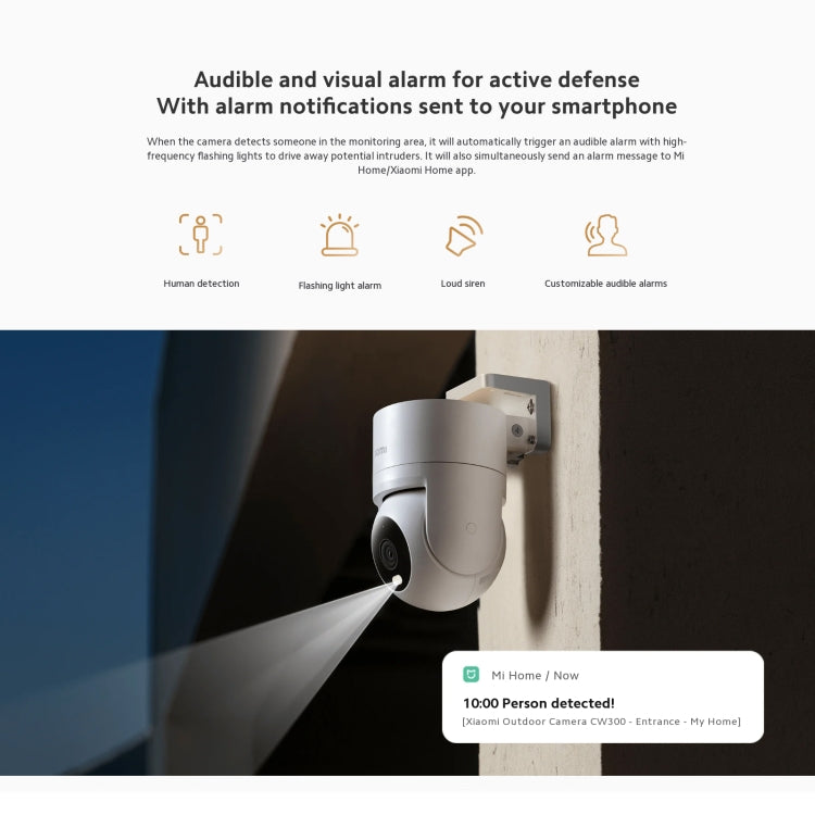 Original Xiaomi CW300 4MP Outdoor Camera IP66 Waterproof Full Color Night Vision WiFi Camera, US Plug, CW300 SUNSKY
